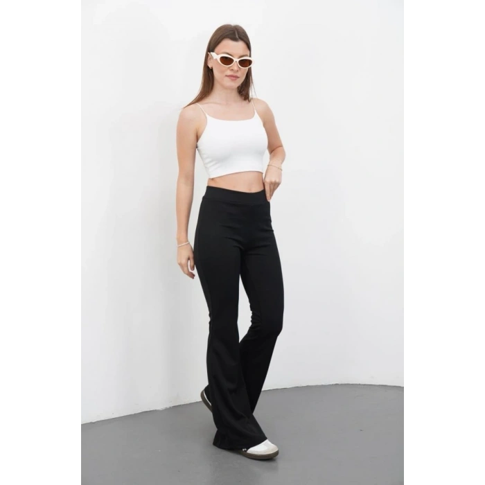 Kadın Yüksek Bel Krep Kumaş Bol Paça Pantolon