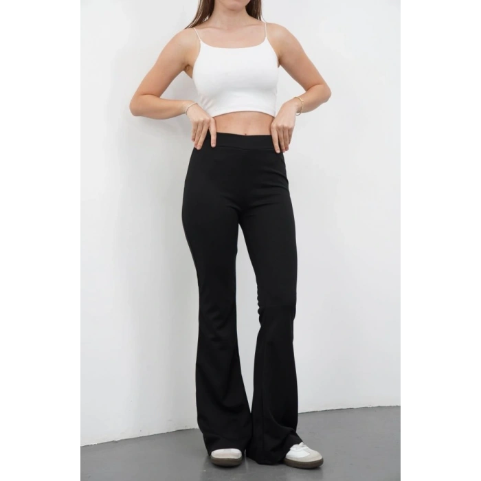 Kadın Yüksek Bel Krep Kumaş Bol Paça Pantolon