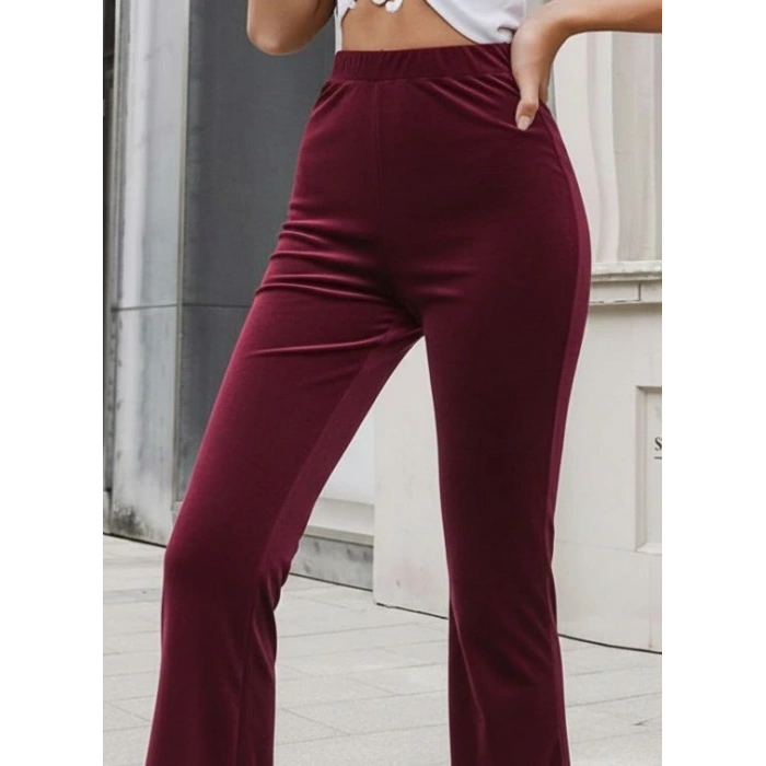 Kadın Yüksek Bel Paçaya Doğru Genişleyen Kadife Pantolon