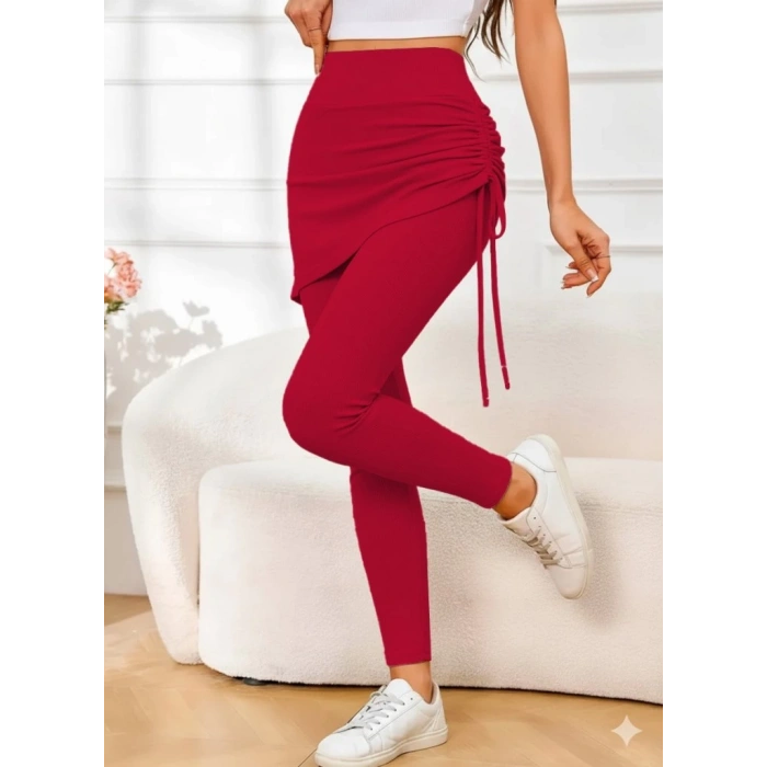 Kadın Yüksek Bel Yandan Büzgülü Alttan Uzun Kaşkorse Tayt Etek