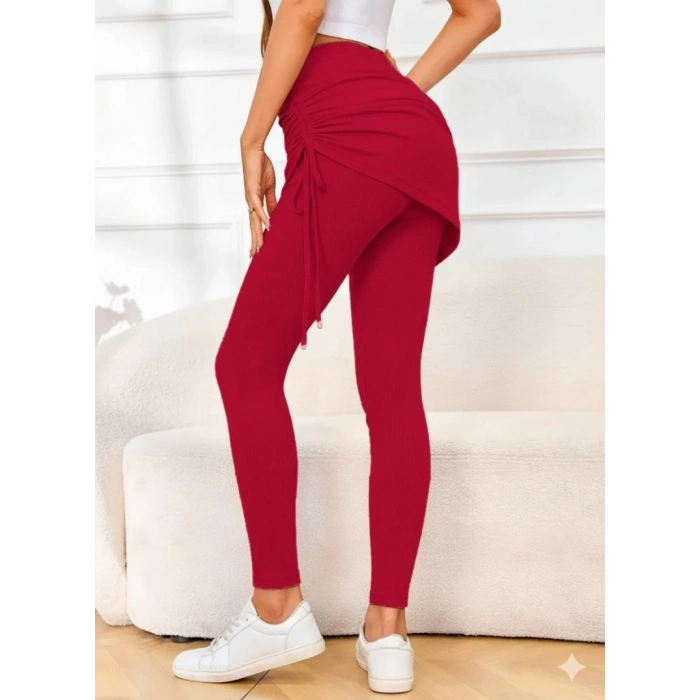 Kadın Yüksek Bel Yandan Büzgülü Alttan Uzun Kaşkorse Tayt Etek