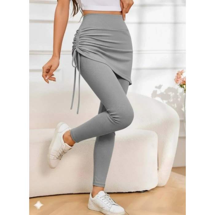 Kadın Yüksek Bel Yandan Büzgülü Alttan Uzun Kaşkorse Tayt Etek