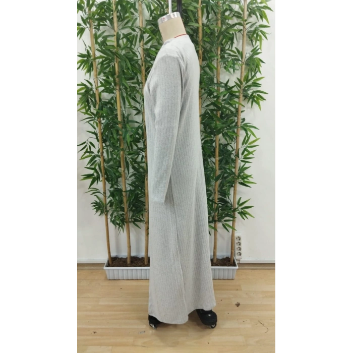 Kadın Yuvarlak Yaka Askılı Krop Bluz Yüksek Bel Tayt Ve Uzun Hırka şardonlu Kaşkorse üçlü Takım