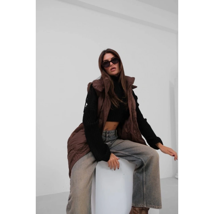 Kapüşonlu Şişme Maxi Yelek