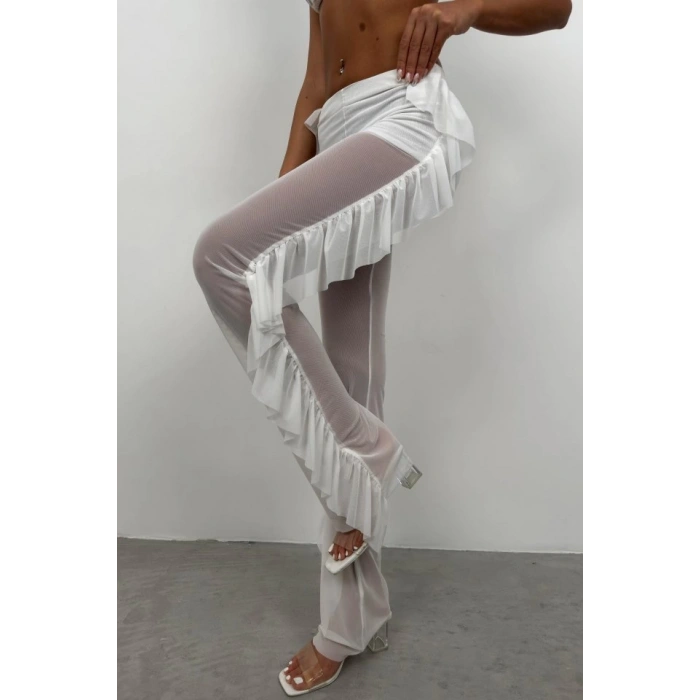 Katlı Transparan Pantolon