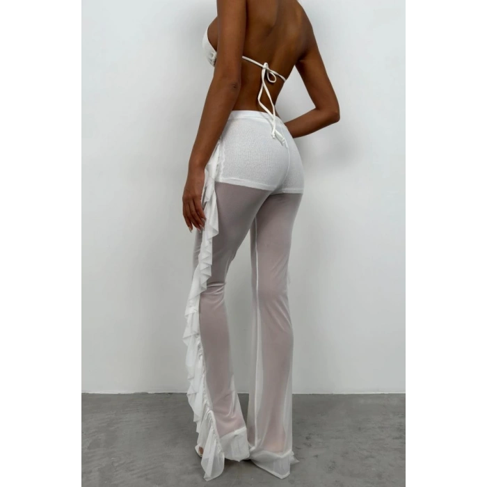 Katlı Transparan Pantolon
