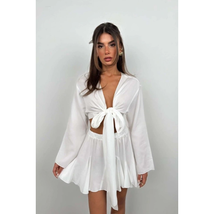 Kayık Yaka Uzun Kol Crop