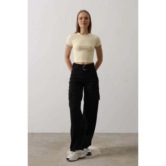 Kemerli Cargo Pantolon - Siyah