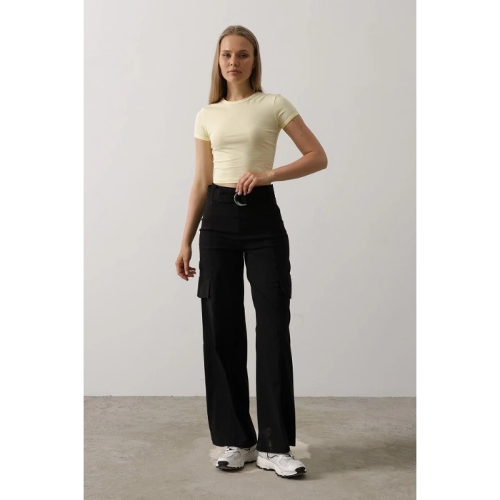 Kemerli Cargo Pantolon - Siyah