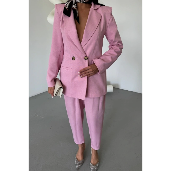 KETEN CEKET - PANTOLON TAKIM - Pembe