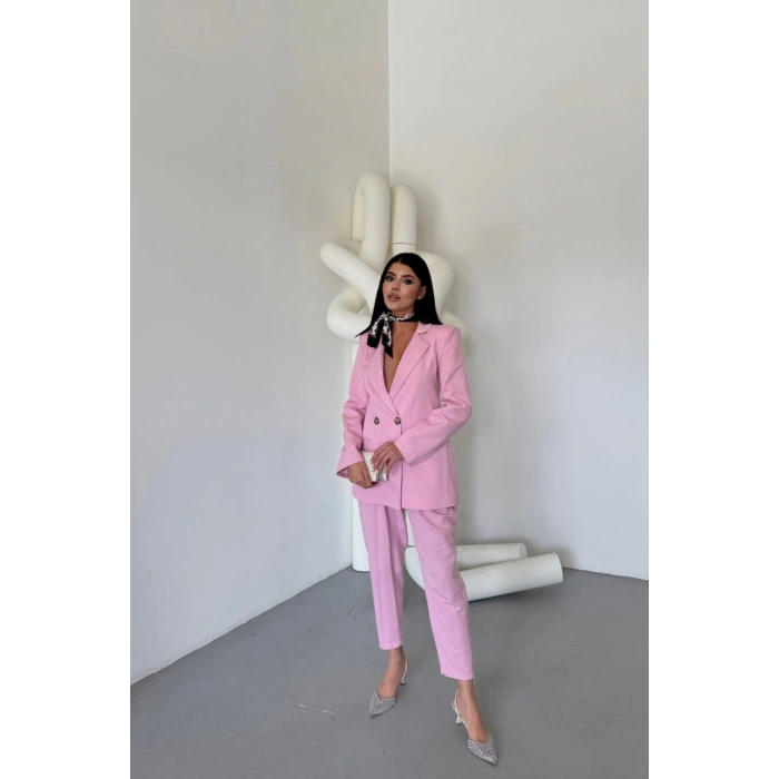 KETEN CEKET - PANTOLON TAKIM - Pembe