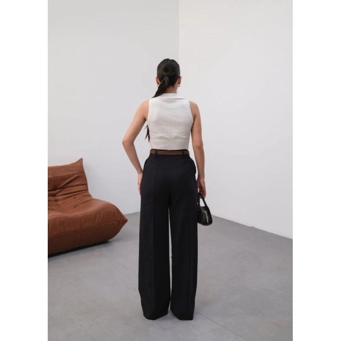 Keten Kemerli̇ Ve Dökümlü Palazzo Pantolon (Kemer Dahi̇l)