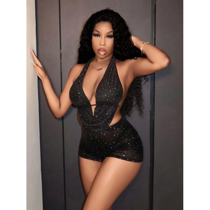 Siyah Fantezi Elbise Parlak 5040