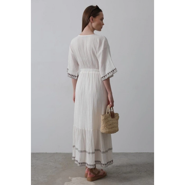 KolEtekNakışlıElbise - Beyaz