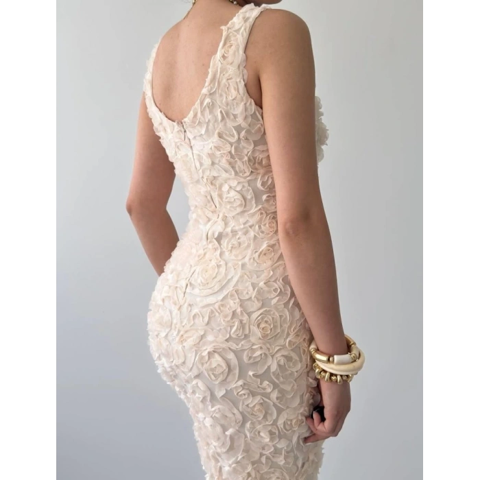 Kren Gül Detaylı Elbise