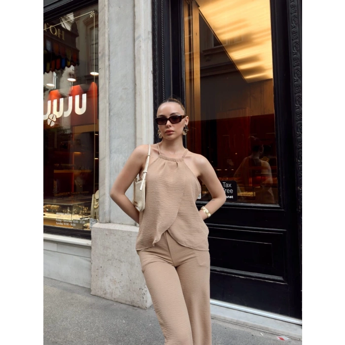 Kruvaze takım ayrobin bej s054