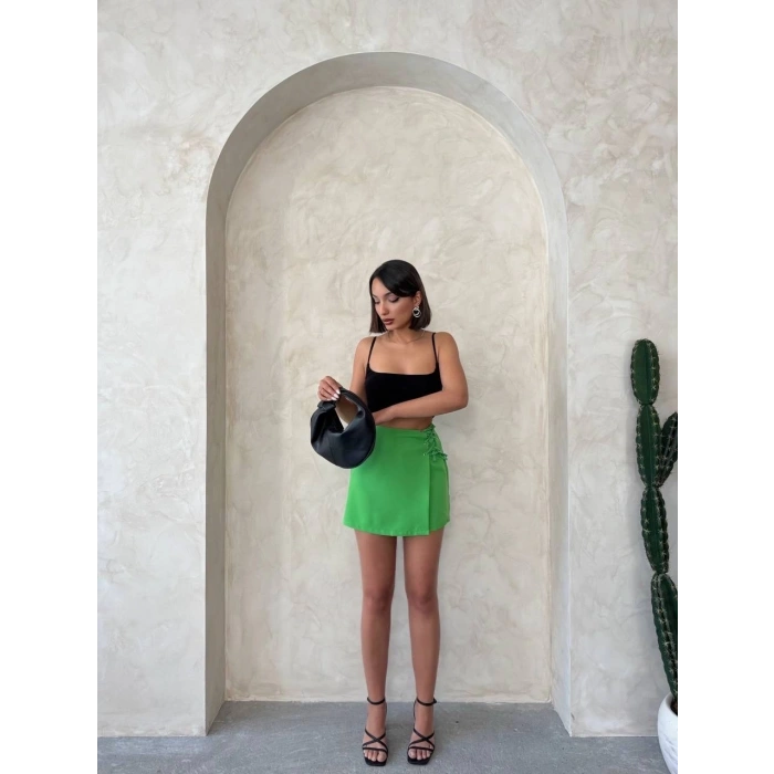Kuş gözü şort etek yeşil s25819