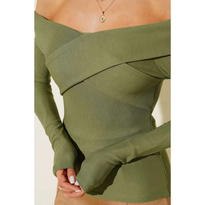 Madonna Çapraz Yaka Bluz Yeşil t4331