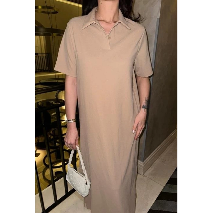 Manque Polo Yaka Yırtmaçlı Elbise 2689-8