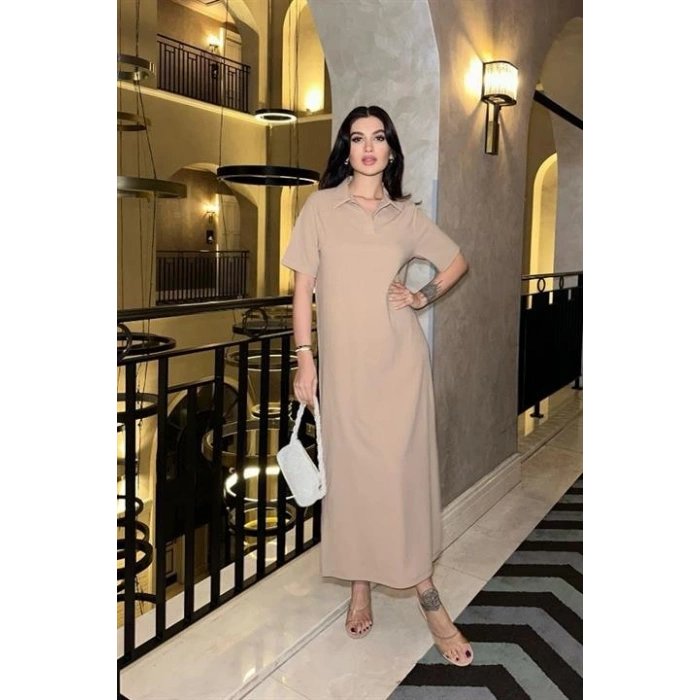 Manque Polo Yaka Yırtmaçlı Elbise 2689-8