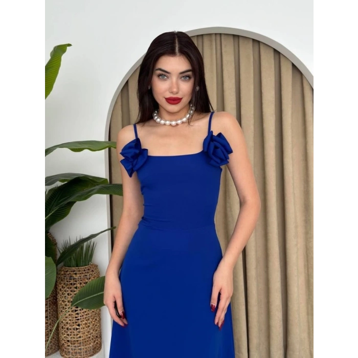 Matilda Gül İp Askılı Elbise