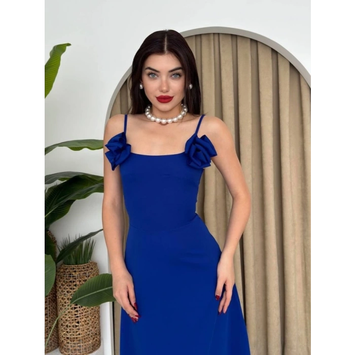 Matilda Gül İp Askılı Elbise