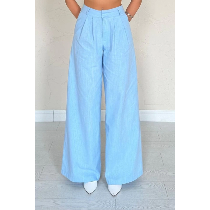 Mavi Önü Tek Düğmeli Ceket Pantolon Takım