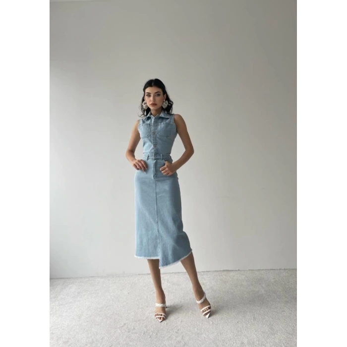 Meldia Jean Sıfır Kollu Elbise