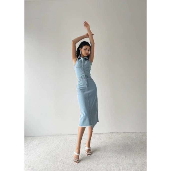 Meldia Jean Sıfır Kollu Elbise