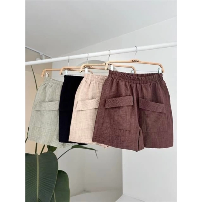 Mini Yelekli Şortlu Keten Takım 10176-08