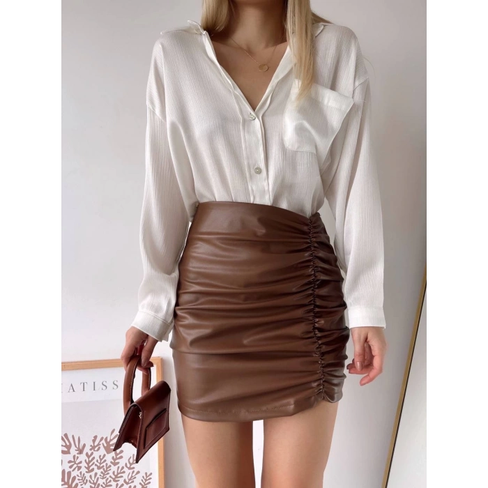 Önden büzgülü etek taba h24210