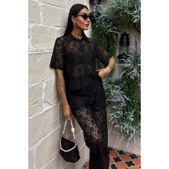 Pantolonu Astarlı Dantel İkili Takım 10119