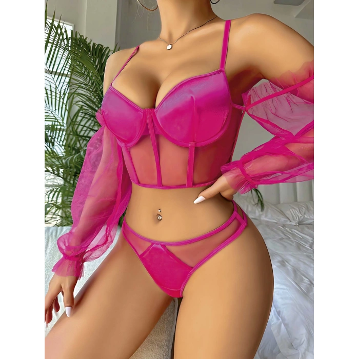 Kadın Pembe Kalpli Askılı Şortlu Pijama Takım 5009