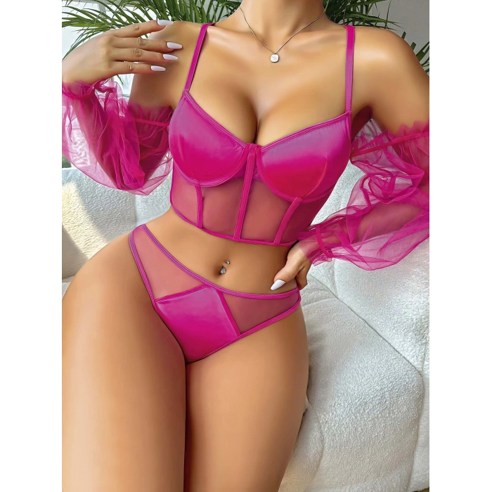 Kadın Pembe Kalpli Askılı Şortlu Pijama Takım 5009