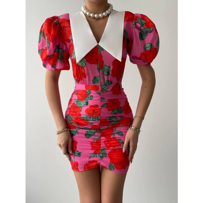 Perast Çiçek Detaylı Elbise