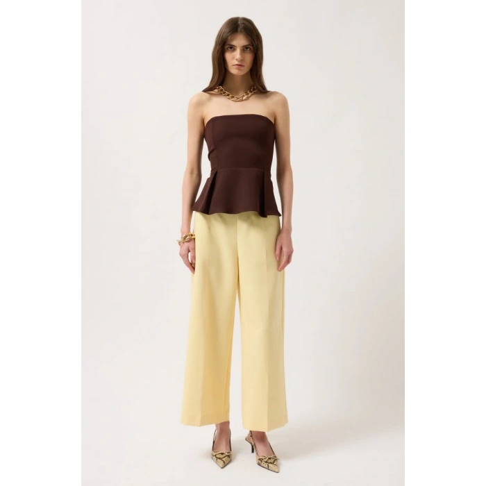 Pileli Straplez Bluz