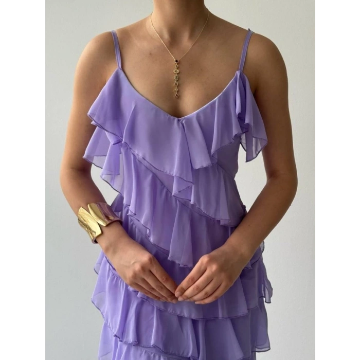 Ples Yırtmaç Detaylı Elbise