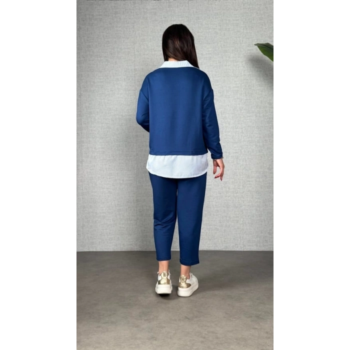 Polo Yaka Gömlekl Detay Salaş Balon Pantolunlu ıkılı Takım