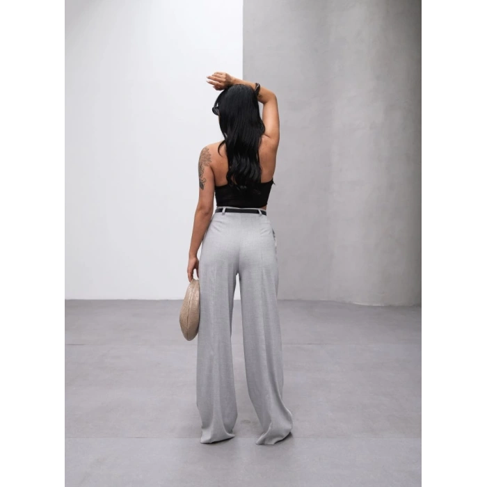 Poly Viscose Yüksek Bel Kemerli̇ Ve Dökümlü Palazzo Pantolon (Kemer Dahi̇l)