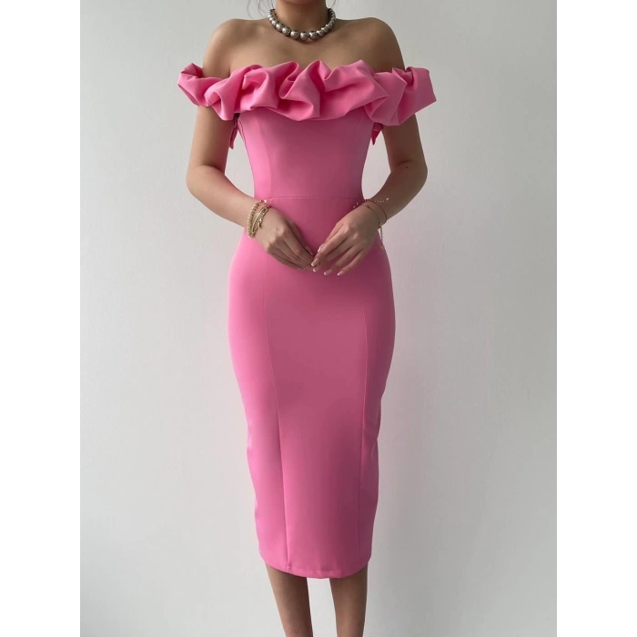 Popi Madonna Yaka Kalem Elbise