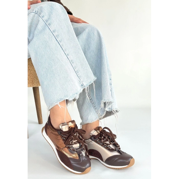 Ranu Kahverengi Cilt Paraşüt Detaylı Bağcıklı Spor Ayakkabı