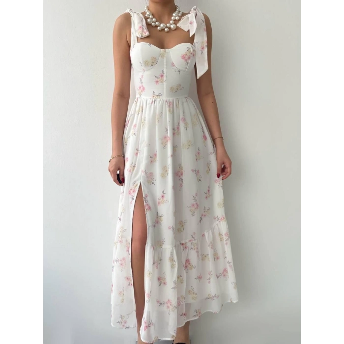 Roseta Bağlamalı Midi Elbise