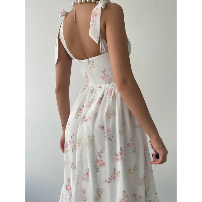 Roseta Bağlamalı Midi Elbise