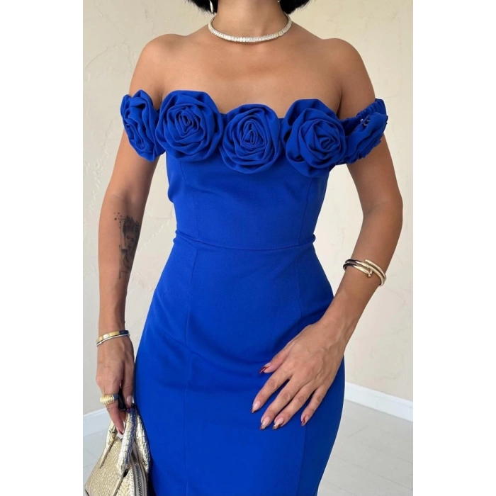 Saks Madonna Yaka Güllü Elbise