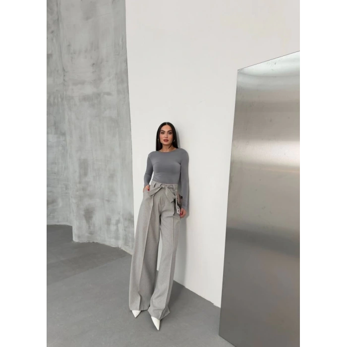 Sante Çi̇zgi̇li̇ Bel Kuşakli Palazzo Pantolon