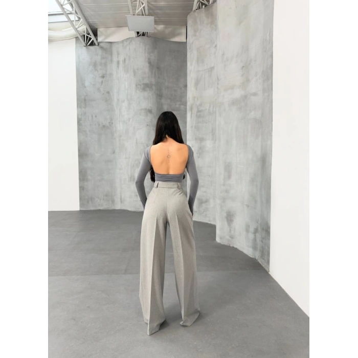 Sante Çi̇zgi̇li̇ Bel Kuşakli Palazzo Pantolon