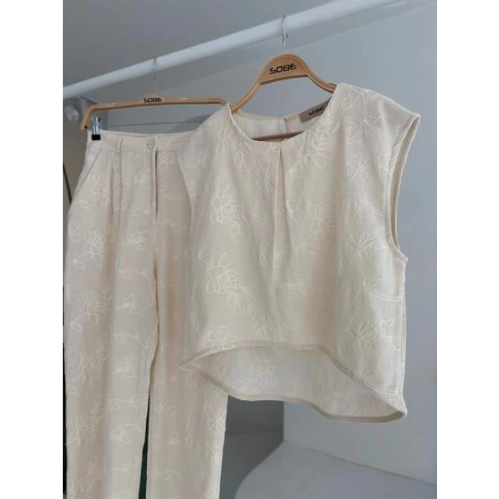 Shalina Süzüne Nakışlı Crop Takım 9796-08