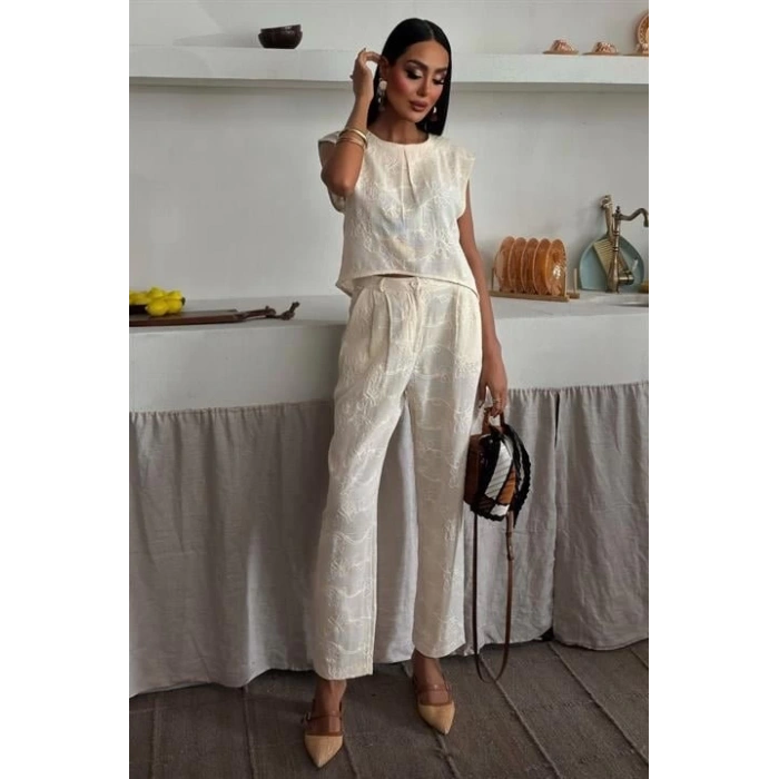 Shalina Süzüne Nakışlı Crop Takım 9796-08