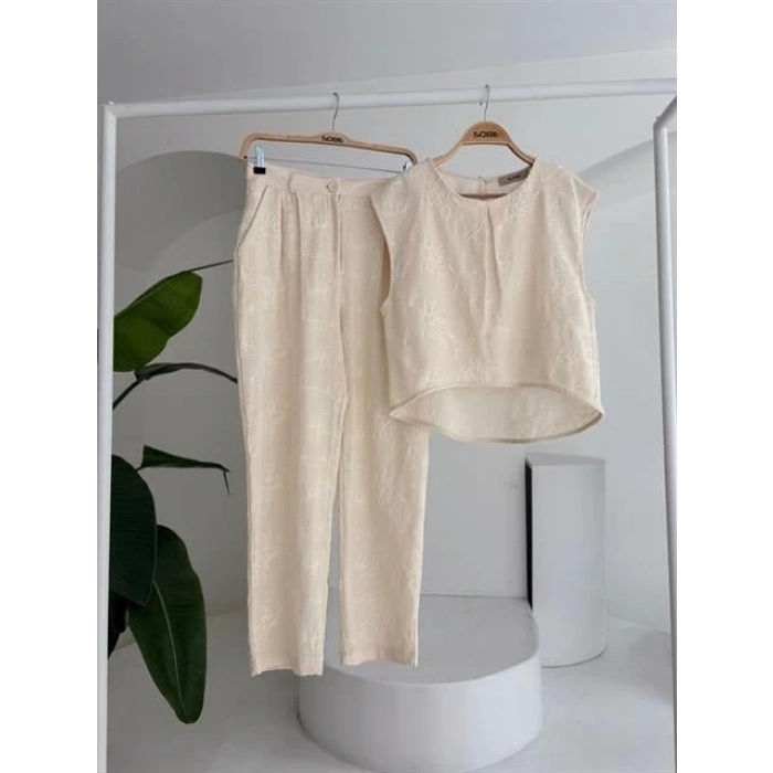 Shalina Süzüne Nakışlı Crop Takım 9796-08