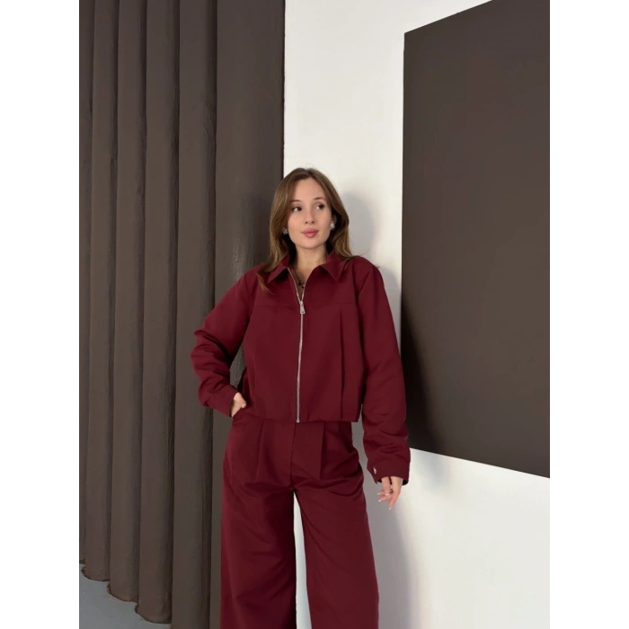 Trenç takım alt üst bordo ons